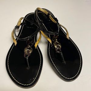 J. Crew “Bali” Black Patent Leather T-Strap Sandals. Size - 10. Preowned.